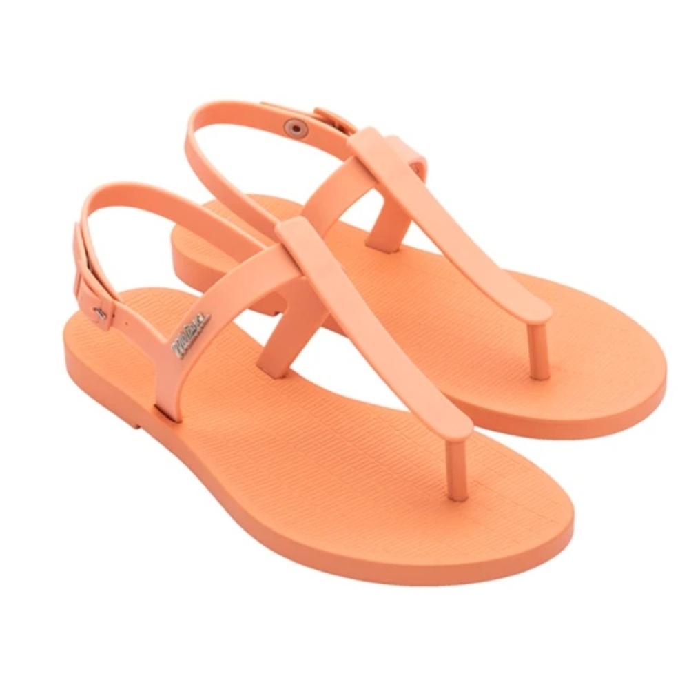 Melissa sun ventura‎ jelly orange t-strap casual comfort sandals size 7